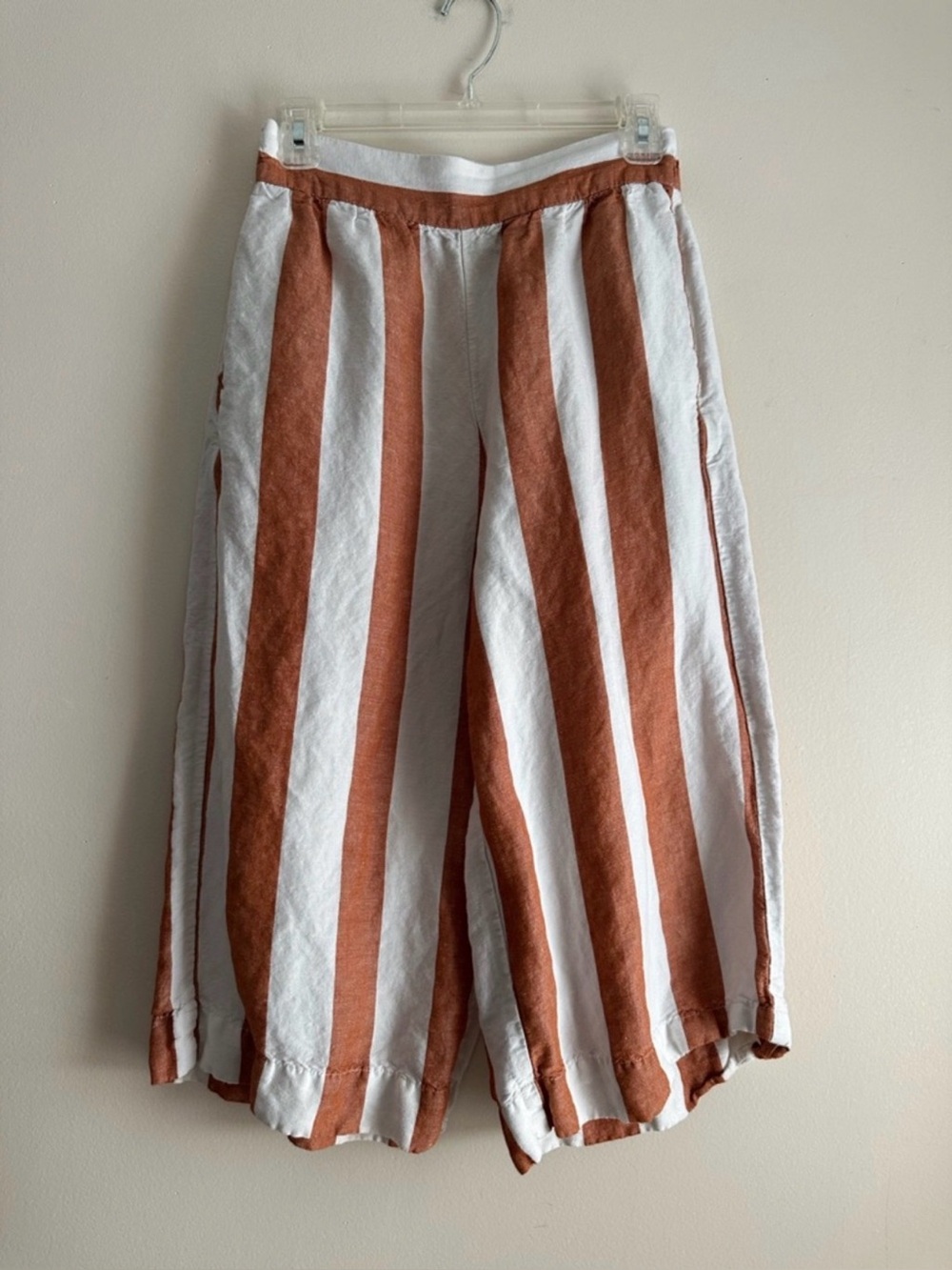 Madewell Wide Leg Striped Pants in Rust and White